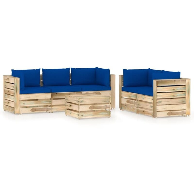 

Rogal Home&Deco Muebles de jardín 6 piezas con cojines madera impregnada verde