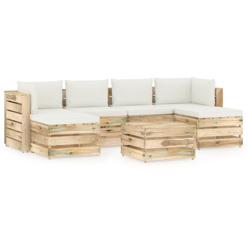 

Rogal Home&Deco Muebles de jardín 7 piezas con cojines madera impregnada verde