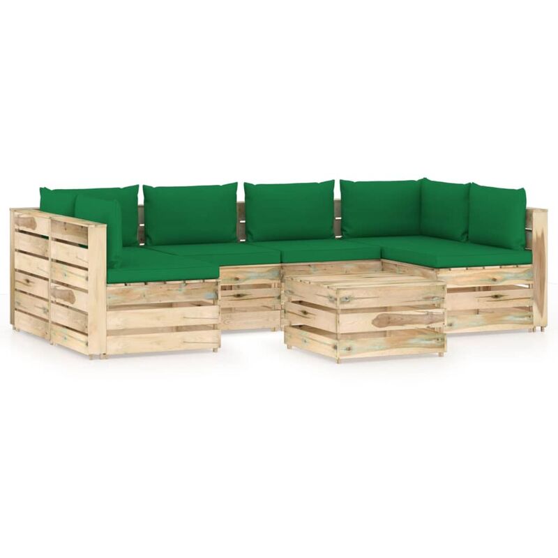 

Rogal Home&Deco Muebles de jardín 7 piezas con cojines madera impregnada verde