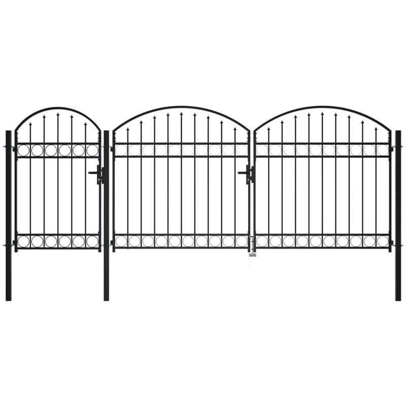 

Rogal Home&Deco Puerta de valla jardín con arco superior acero negro 2,25x4 m