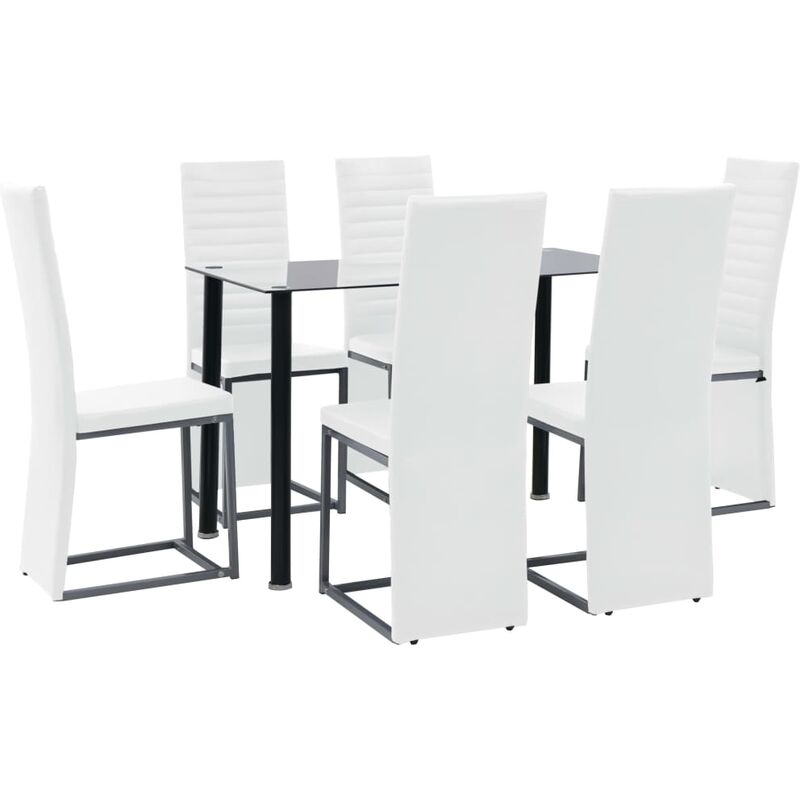 

Rogal Home&Deco Set de comedor 7 piezas acero y vidrio templado blanco y negro