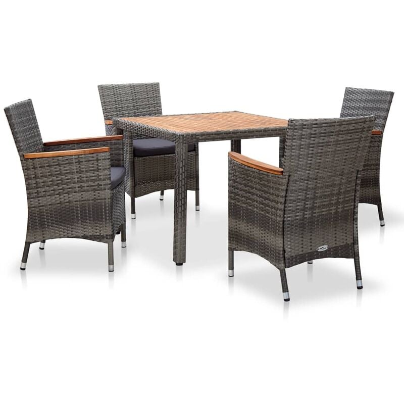 

Rogal Home&Deco Set de comedor para jardín 5 pzas cojines ratán sintético gris