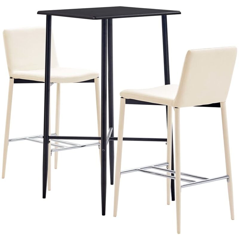 

Rogal Home&Deco Set mesa alta y taburetes de bar 3 piezas cuero sintético crema
