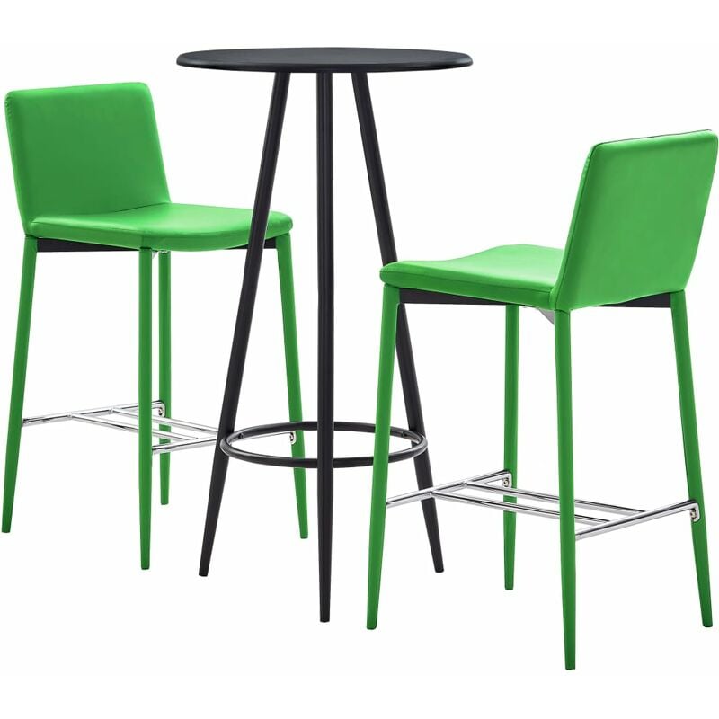 

Rogal Home&Deco Set mesa alta y taburetes de bar 3 piezas cuero sintético verde