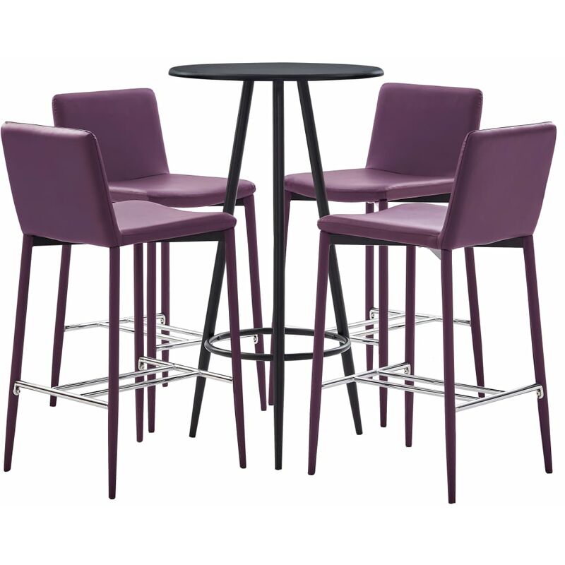 

Rogal Home&Deco Set mesa alta y taburetes de bar 5 pzas cuero sintético morado