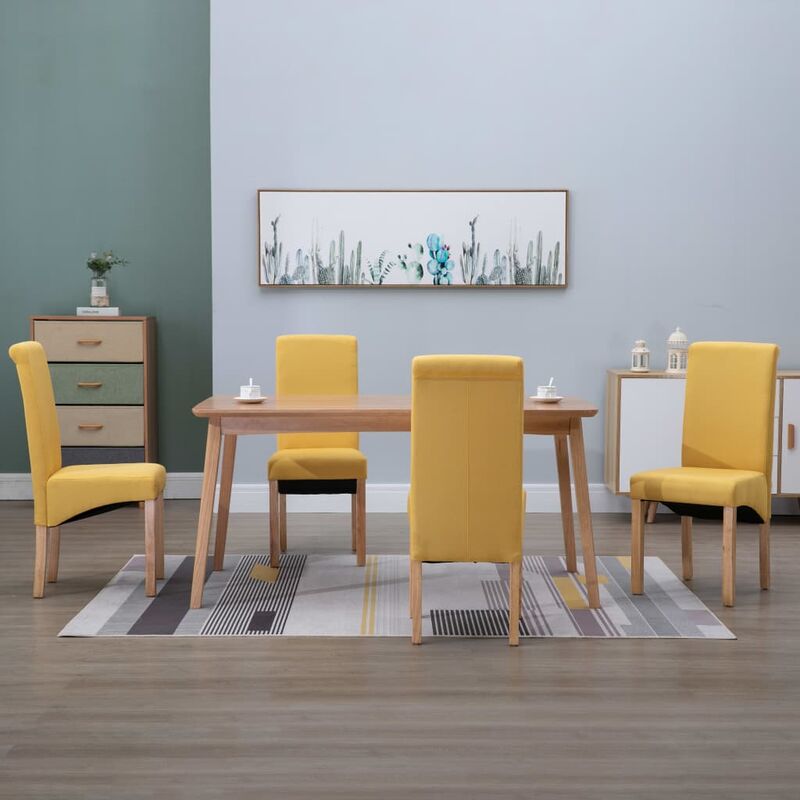 

Rogal Home&Deco Sillas de comedor 4 unidades de tela amarilla