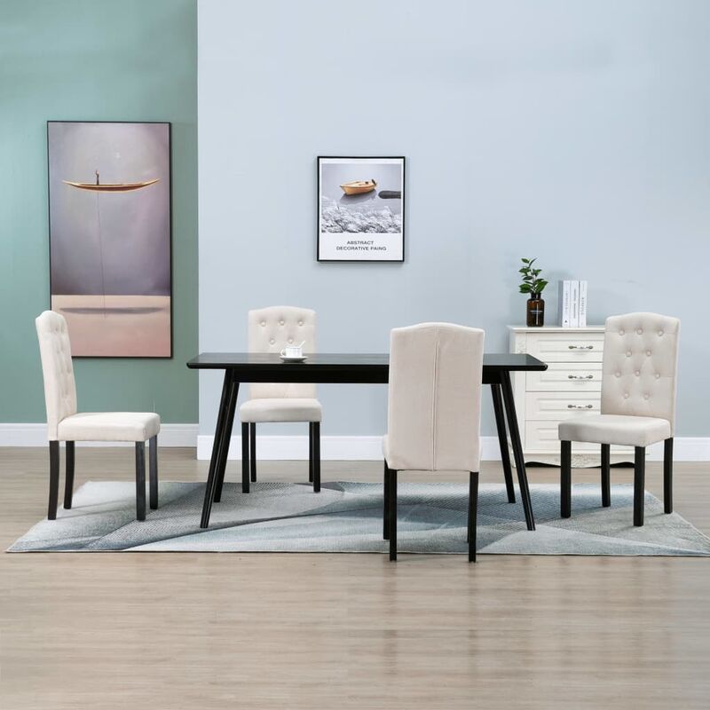 

Rogal Home&Deco Sillas de comedor 4 unidades de tela color crema