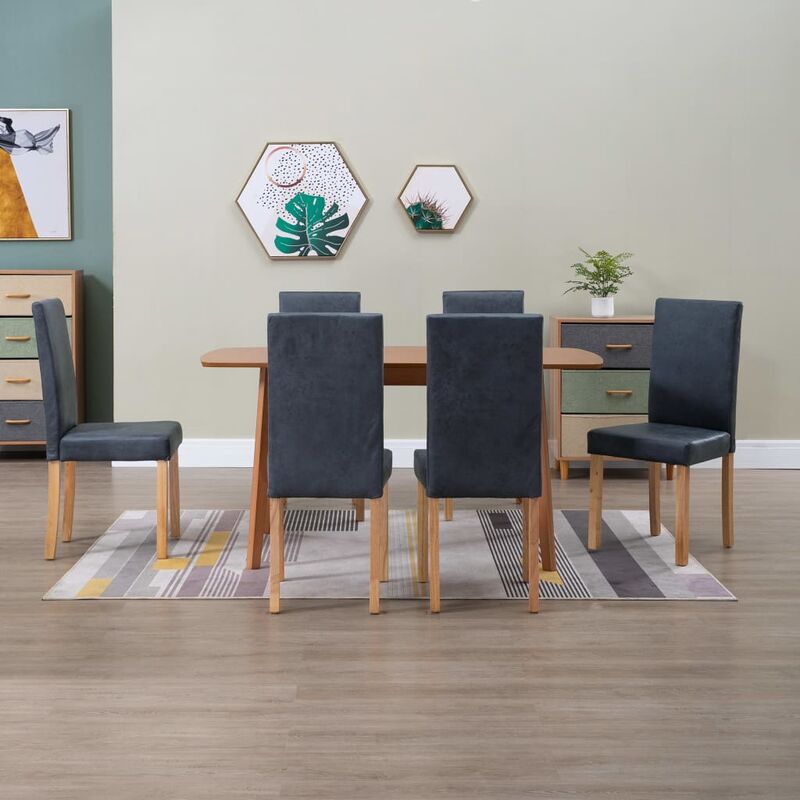 

Rogal Home&Deco Sillas de comedor 6 unidades cuero sintético gris