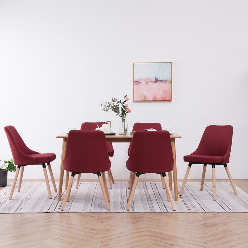 

Rogal Home&Deco Sillas de comedor 6 unidades de tela color vino tinto