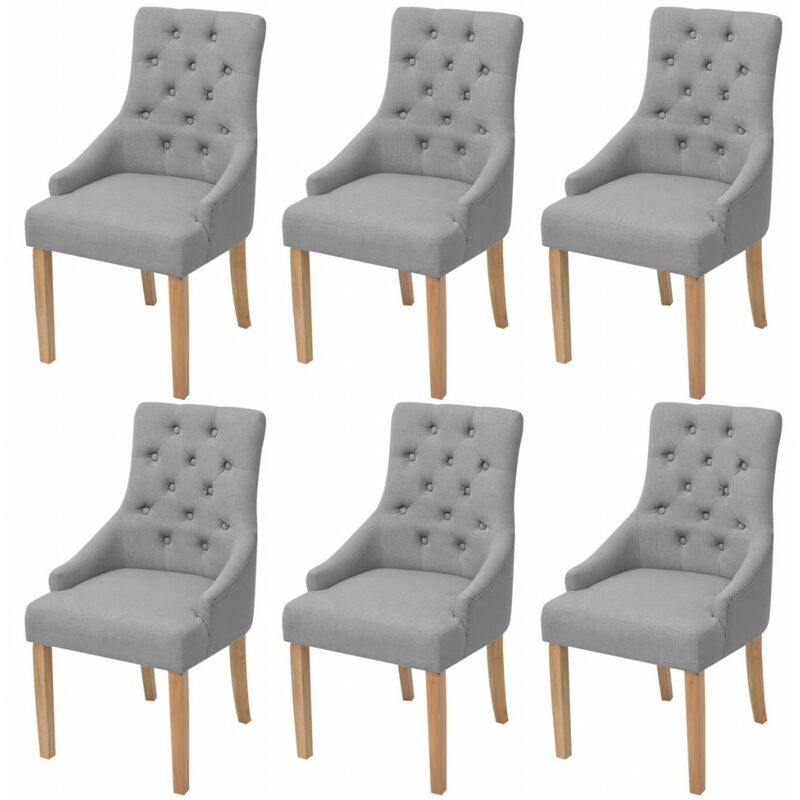 

Rogal Home&Deco Sillas de comedor 6 unidades de tela gris claro