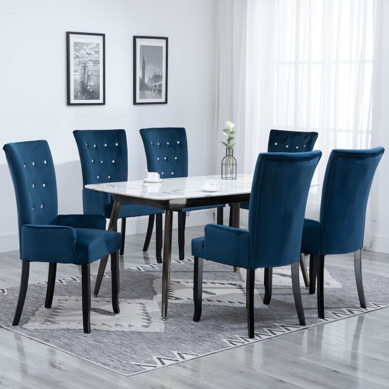 

Rogal Home&Deco Sillas de comedor con reposabrazos terciopelo azul 6 unidades