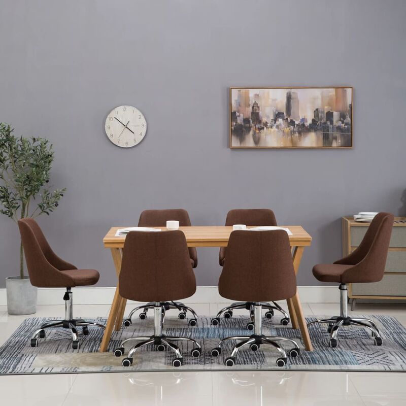 

Rogal Home&Deco Sillas de comedor giratorias 6 unidades de tela marrón