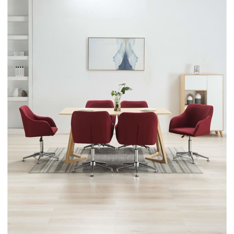 

Rogal Home&Deco Sillas de comedor giratorias 6 unidades tela color vino tinto