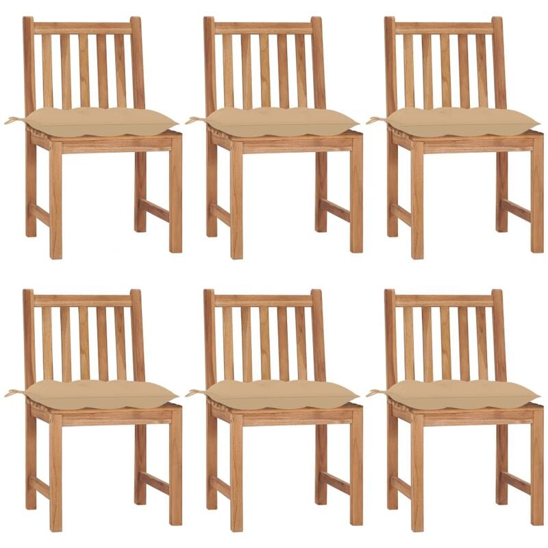 

Rogal Home&Deco Sillas de jardín 6 unidades con cojines madera maciza de teca