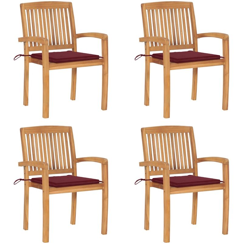 

Rogal Home&Deco Sillas de jardín apilables 4 uds madera de teca con cojines