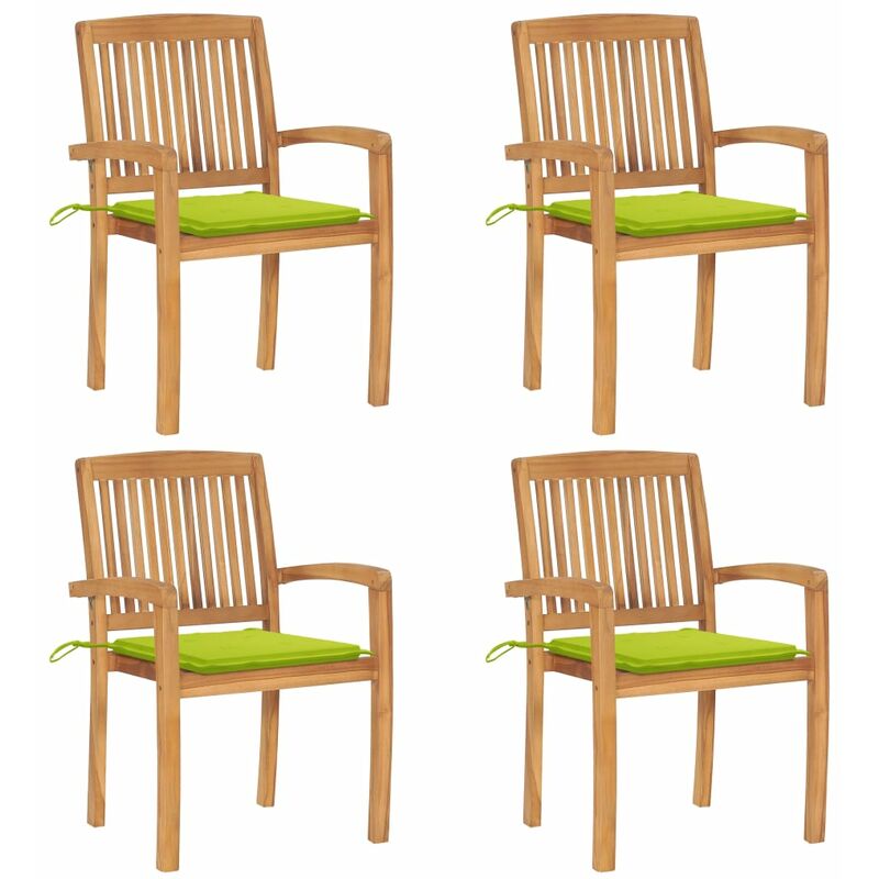 

Rogal Home&Deco Sillas de jardín apilables 4 uds madera de teca con cojines