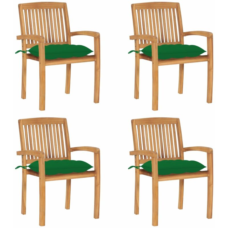 

Rogal Home&Deco Sillas de jardín apilables 4 uds madera de teca con cojines