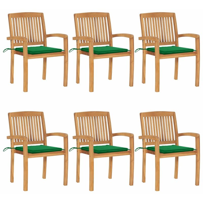 

Rogal Home&Deco Sillas de jardín apilables 6 uds madera de teca con cojines