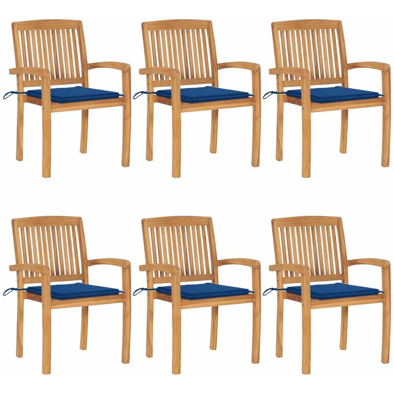 

Rogal Home&Deco Sillas de jardín apilables 6 uds madera de teca con cojines
