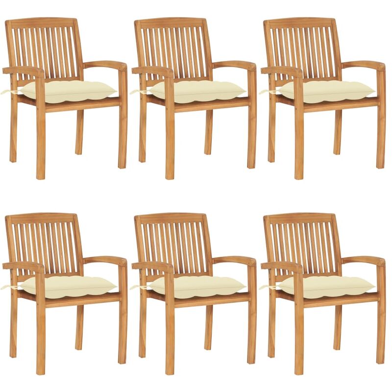 

Rogal Home&Deco Sillas de jardín apilables 6 uds madera de teca con cojines