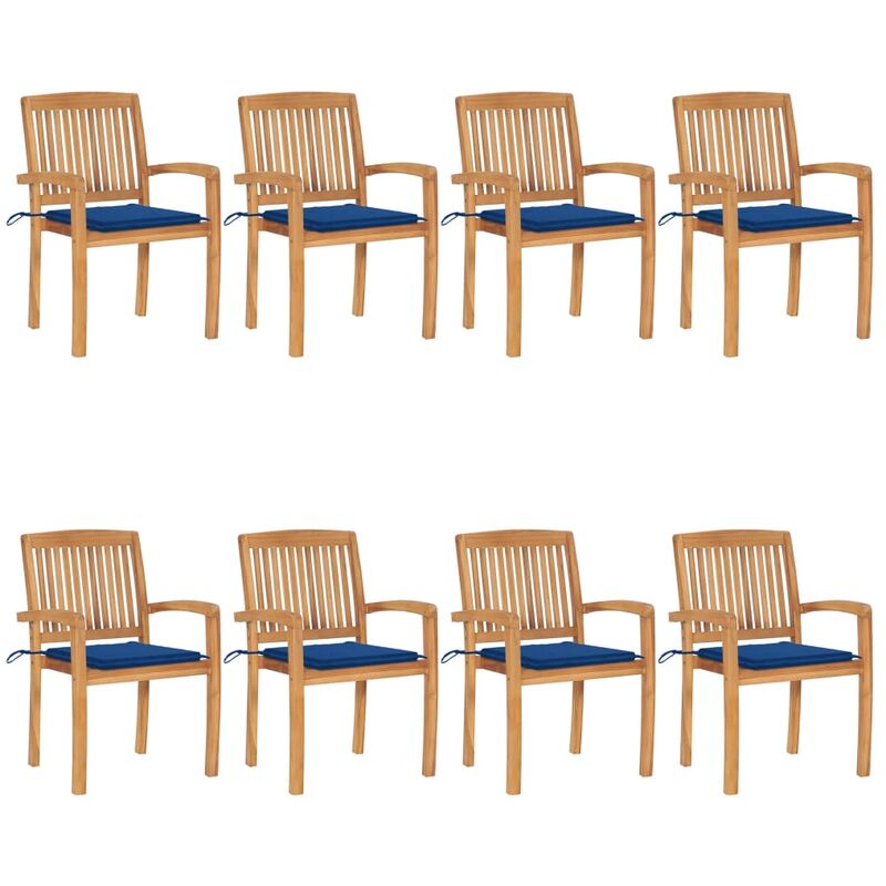 

Rogal Home&Deco Sillas de jardín apilables 8 uds madera de teca con cojines