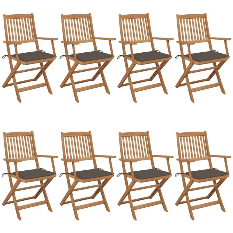 

Rogal Home&Deco Sillas de jardín plegables 8 uds madera maciza acacia y cojines