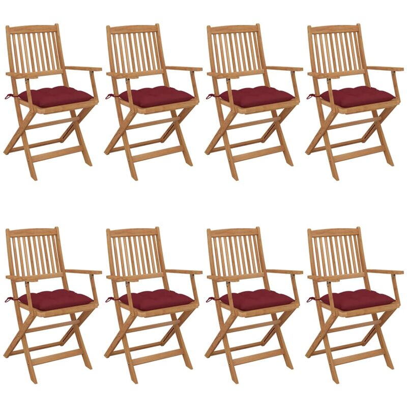 

Rogal Home&Deco Sillas de jardín plegables 8 uds madera maciza acacia y cojines