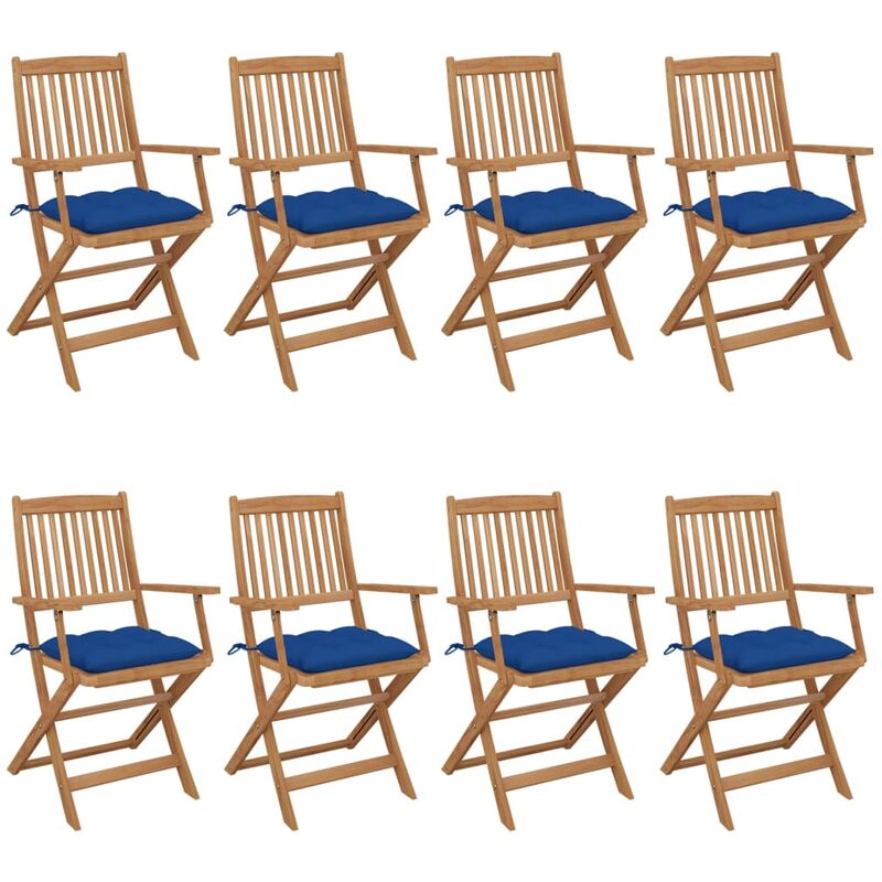 

Rogal Home&Deco Sillas de jardín plegables 8 uds madera maciza acacia y cojines