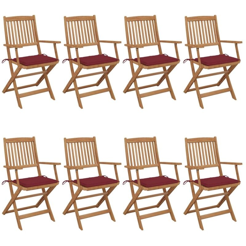 

Rogal Home&Deco Sillas de jardín plegables 8 uds y cojines madera maciza acacia