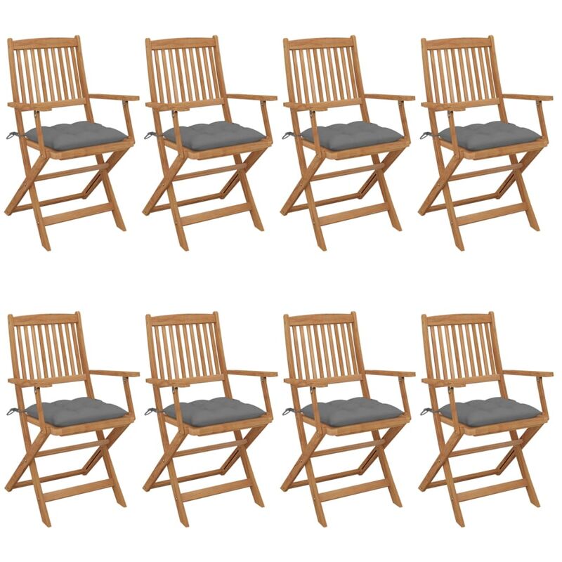 

Rogal Home&Deco Sillas de jardín plegables 8 uds y cojines madera maciza acacia