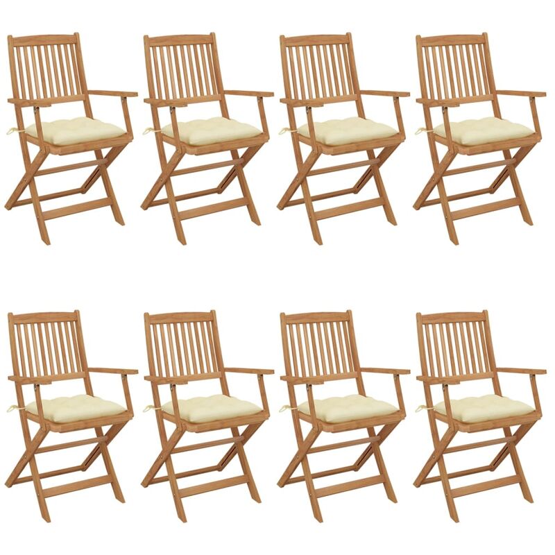 

Rogal Home&Deco Sillas de jardín plegables 8 uds y cojines madera maciza acacia