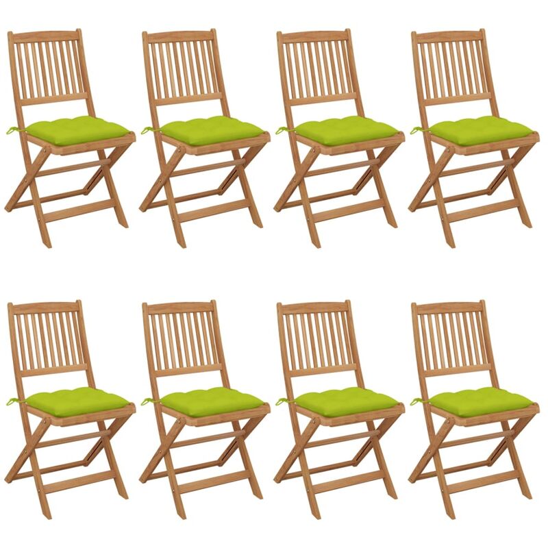 

Rogal Home&Deco Sillas de jardín plegables 8 uds y cojines madera maciza acacia