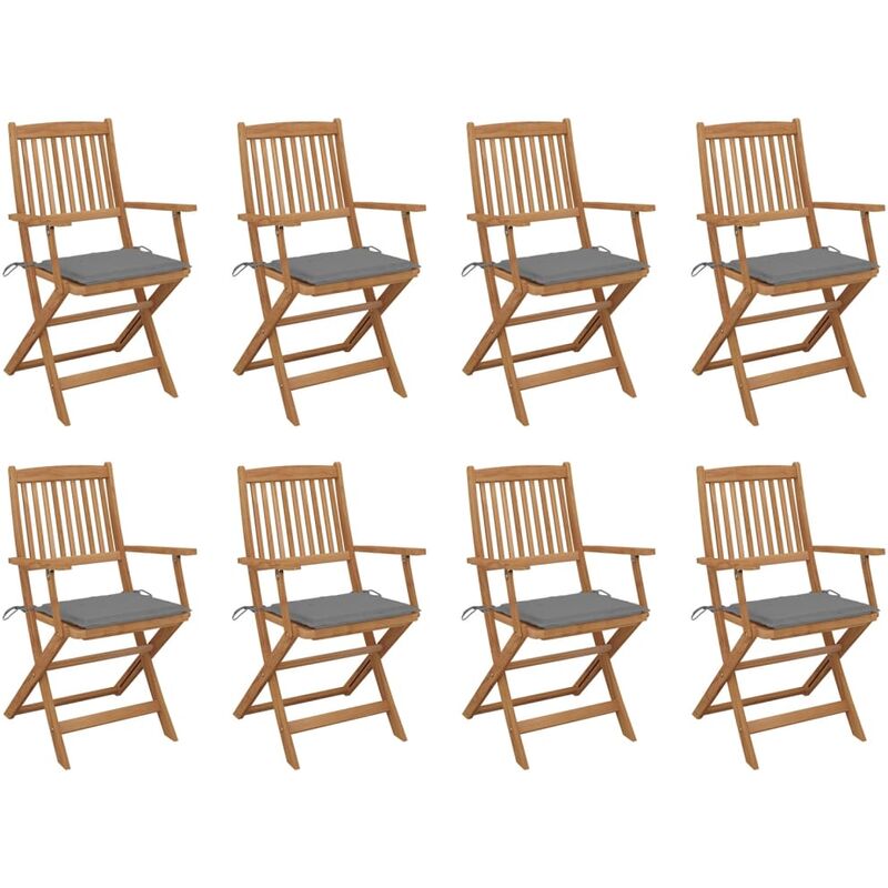

Rogal Home&Deco Sillas de jardín plegables 8 uds y cojines madera maciza acacia