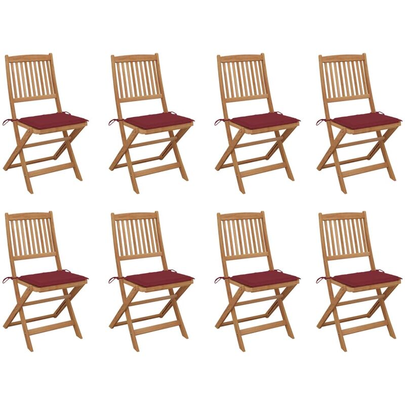 

Rogal Home&Deco Sillas de jardín plegables 8 uds y cojines madera maciza acacia
