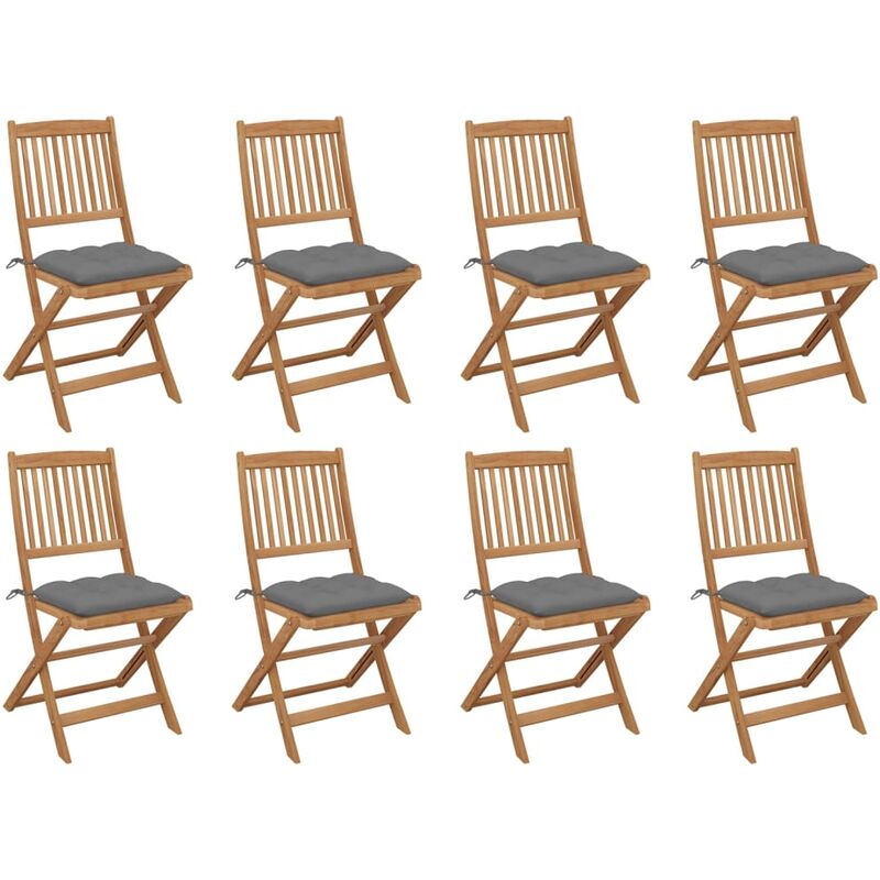 

Rogal Home&Deco Sillas de jardín plegables 8 uds y cojines madera maciza acacia