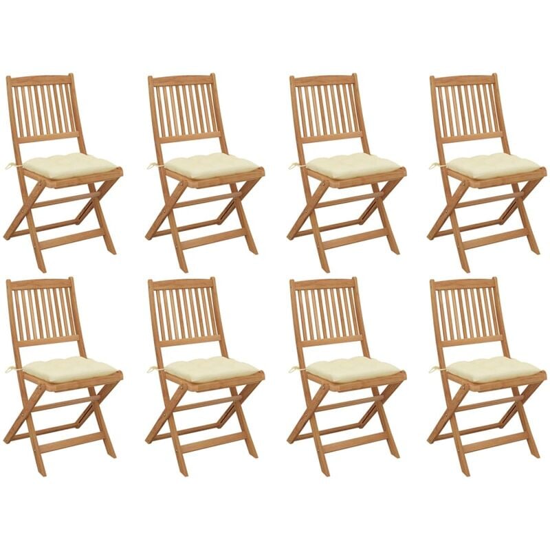 

Rogal Home&Deco Sillas de jardín plegables 8 uds y cojines madera maciza acacia