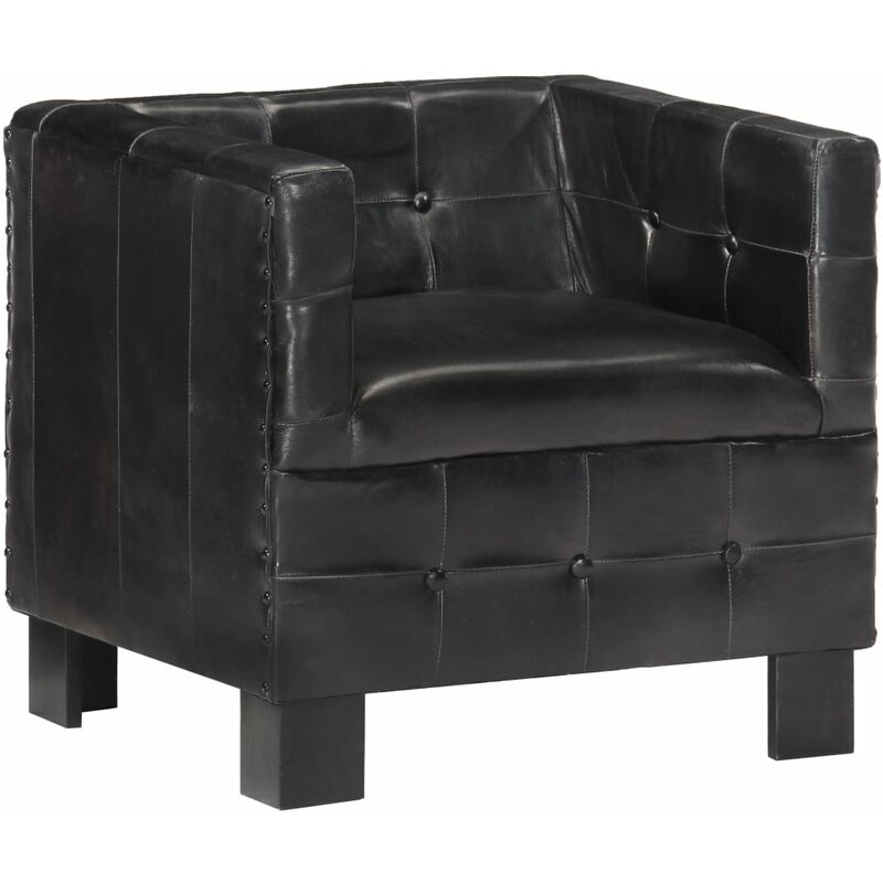 

Rogal Home&Deco Sillón con diseño de cubo cuero auténtico negro