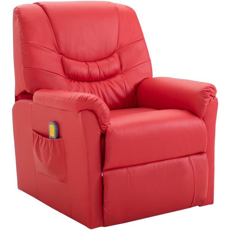 

Rogal Home&Deco Sillón de masaje reclinable de cuero artificial rojo