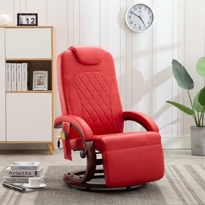 

Rogal Home&Deco Sillón de masaje reclinable TV cuero sintético rojo