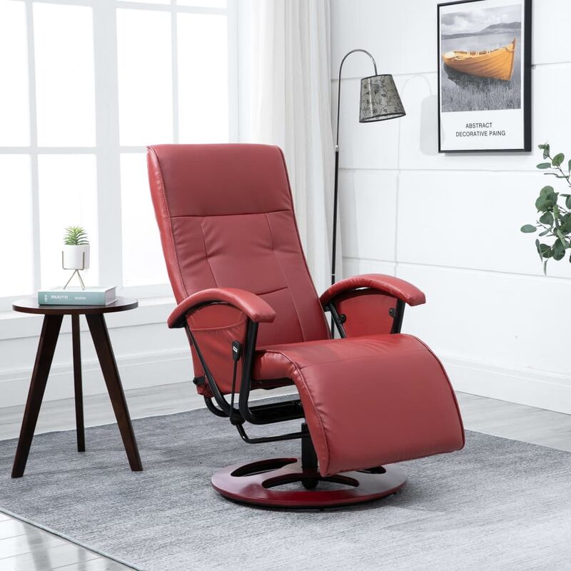 

Rogal Home&Deco Sillón giratorio para TV de cuero artificial color vino tinto