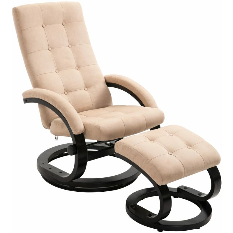 

Rogal Home&Deco Sillón reclinable con reposapiés tela tacto de ante color crema