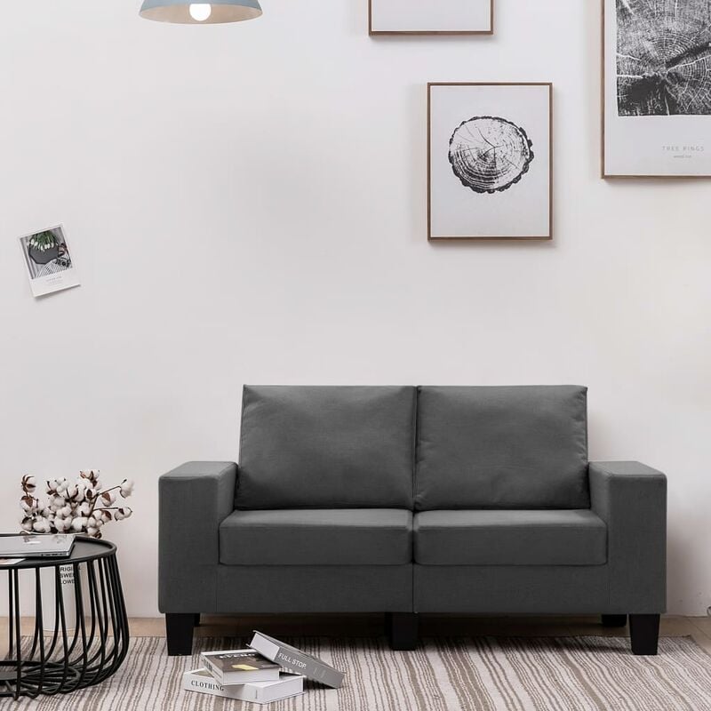 

Rogal Home&Deco Sofá de 2 plazas de tela gris oscuro