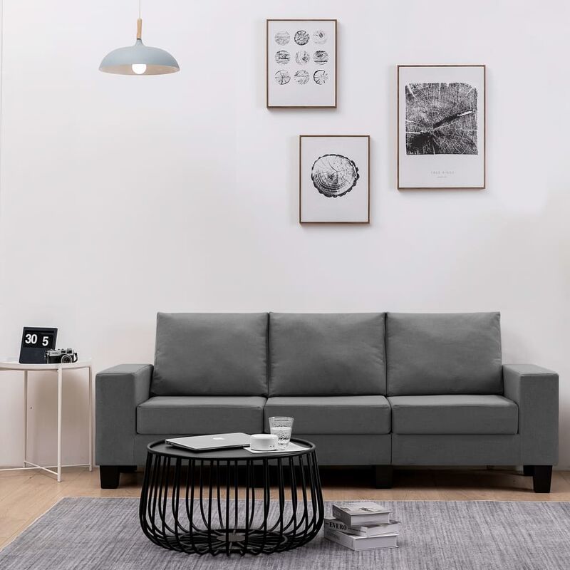 

Rogal Home&Deco Sofá de 3 plazas de tela gris oscuro