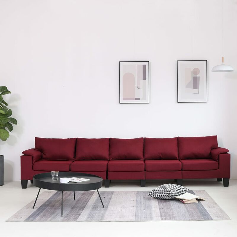 

Rogal Home&Deco Sofá de 5 plazas de tela color vino tinto