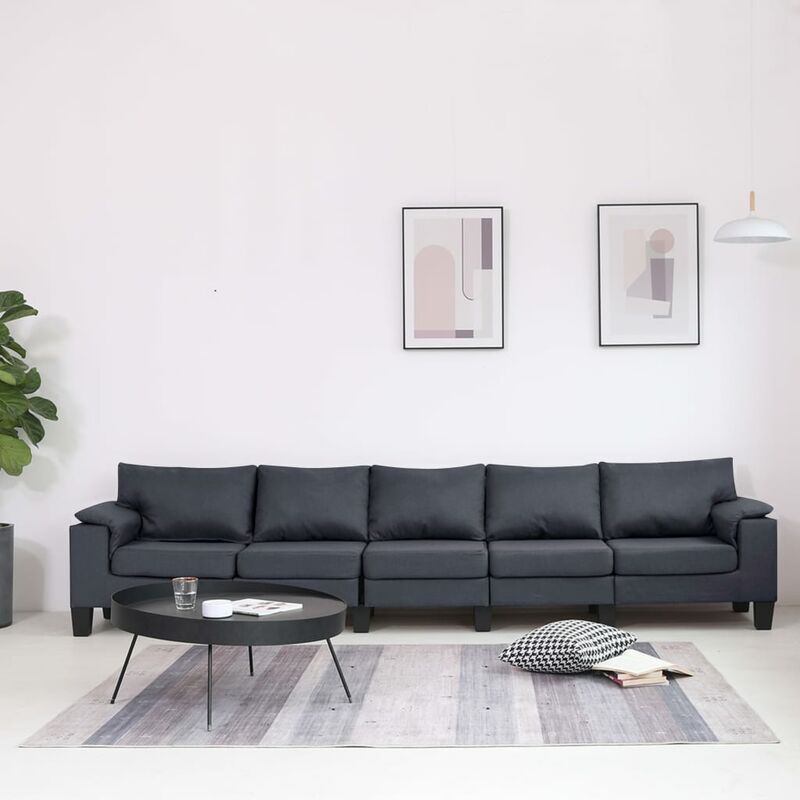 

Rogal Home&Deco Sofá de 5 plazas de tela gris oscuro