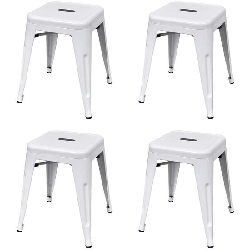

Rogal Home&Deco Taburetes apilables 4 unidades acero blanco