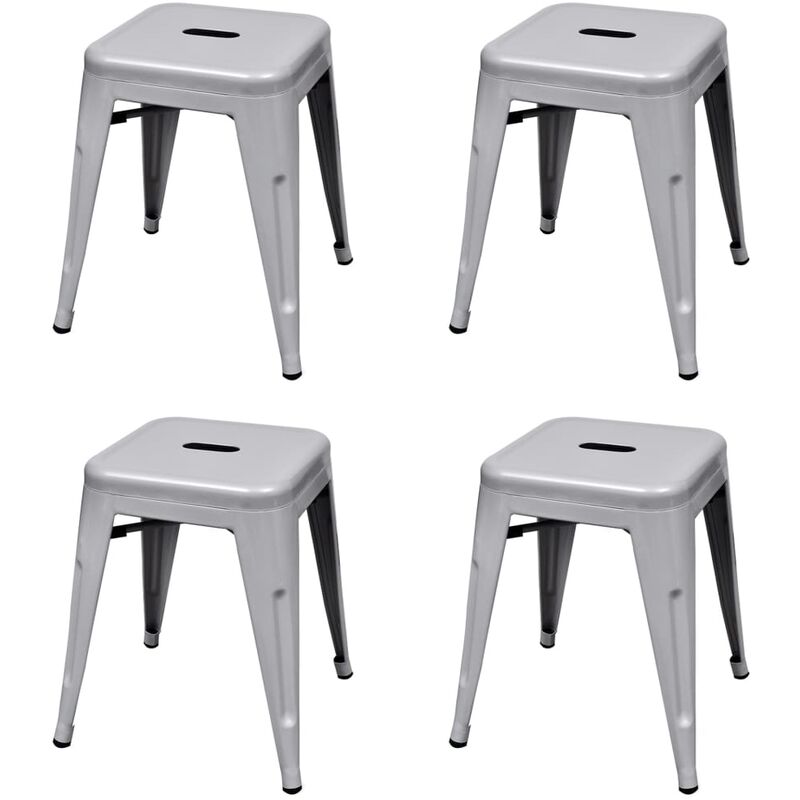 

Rogal Home&Deco Taburetes apilables 4 unidades acero gris