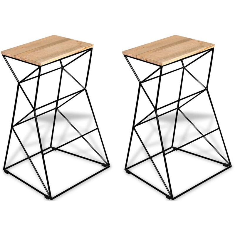 

Rogal Home&Deco Taburetes de cocina 2 unidades madera maciza de mango