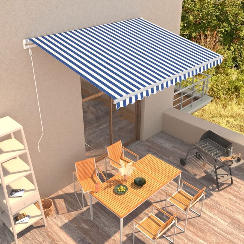 

Rogal Home&Deco Toldo automático retráctil azul y blanco 400x300 cm