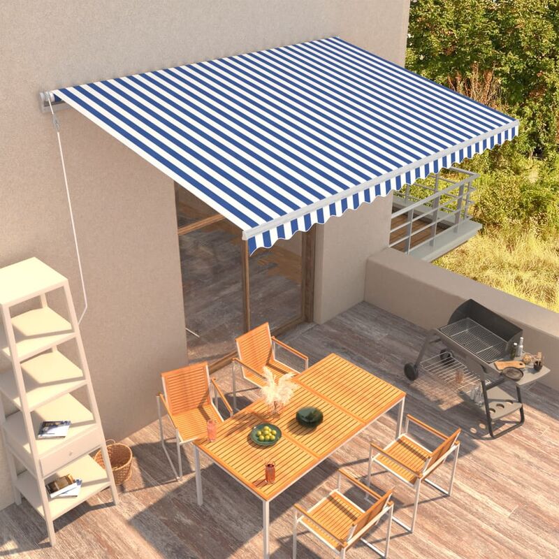 

Rogal Home&Deco Toldo automático retráctil azul y blanco 450x300 cm